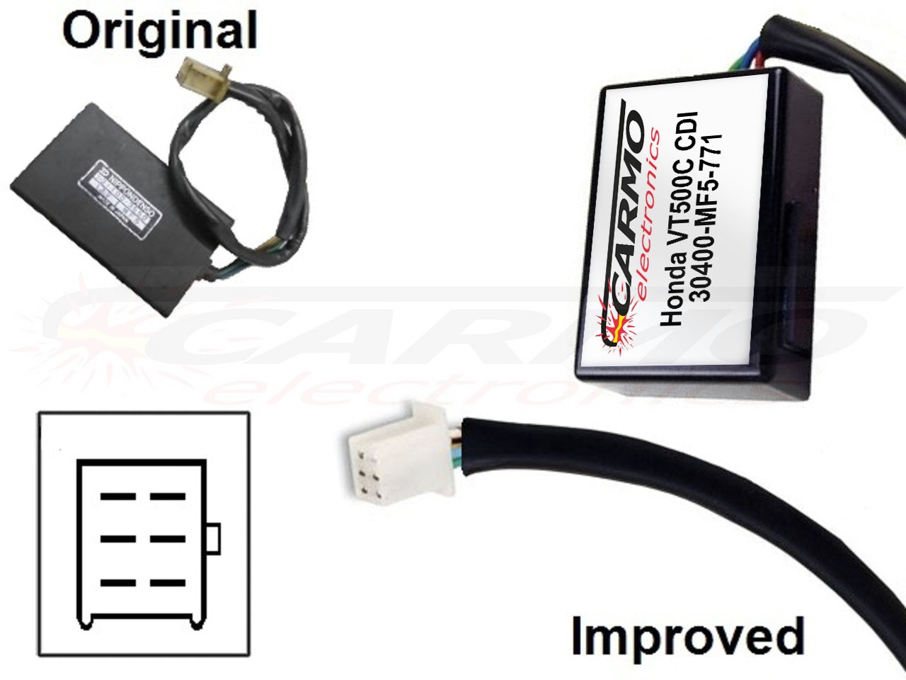 Honda VT500 V30 Shadow igniter ignition module CDI TCI Box (MF5, 131100-355) - Click Image to Close